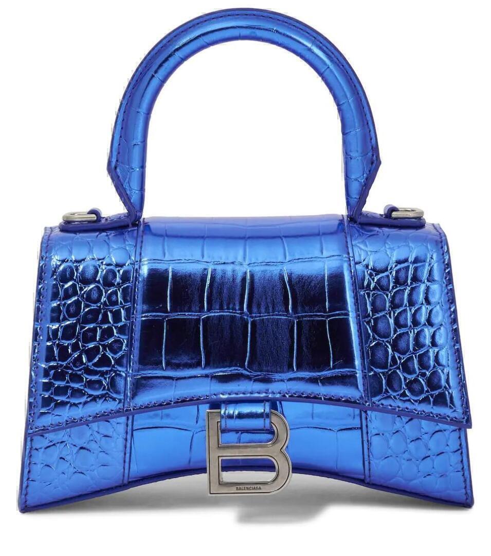 Hourglass Bag (Metallic Blue Croc, XS) | style