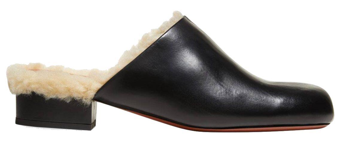 Beste Mules (Black Leather Shearling) | style
