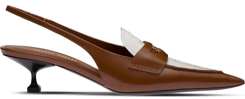 Slingback Mules (Tobacco White Leather) | style