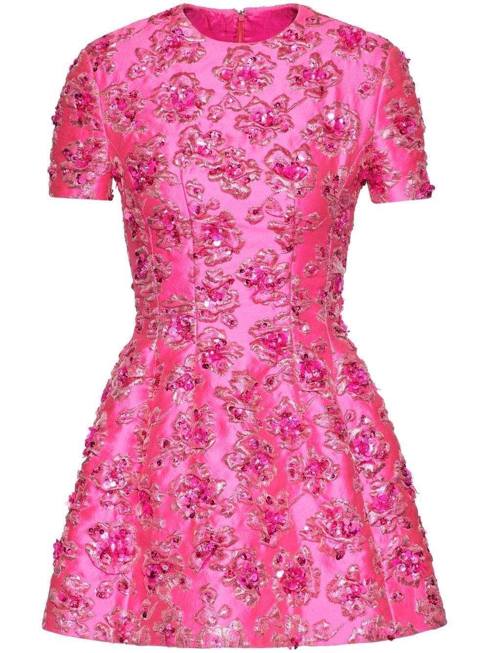 Mini Dress (Pink Embroidered Floral) | style