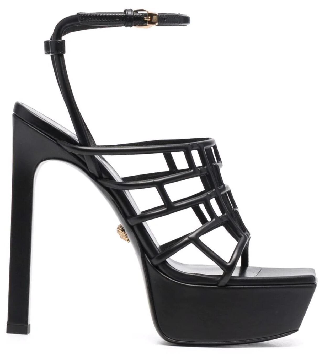 Greca Maze Platform Sandals (Black) | style
