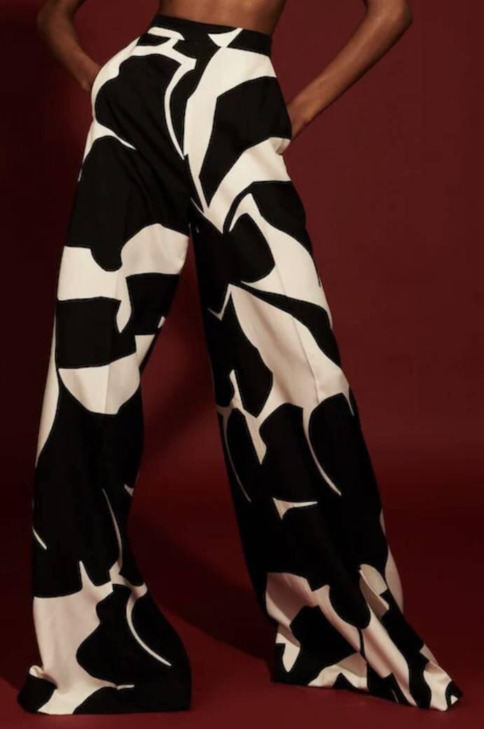 Pants (Black White Abstract Floral) | style