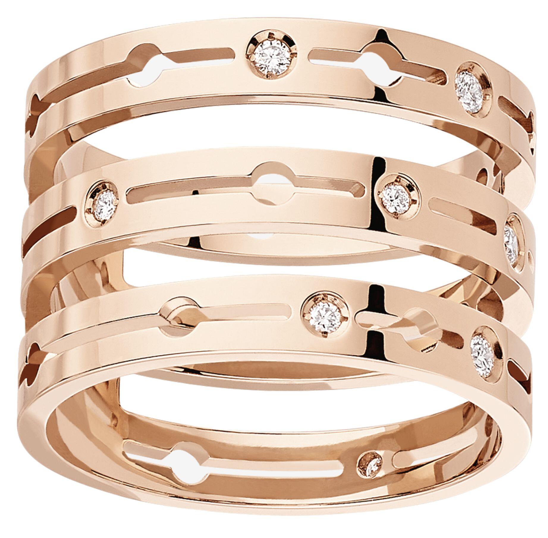 Pulse 3 Rows Ring (Pink Gold) | style