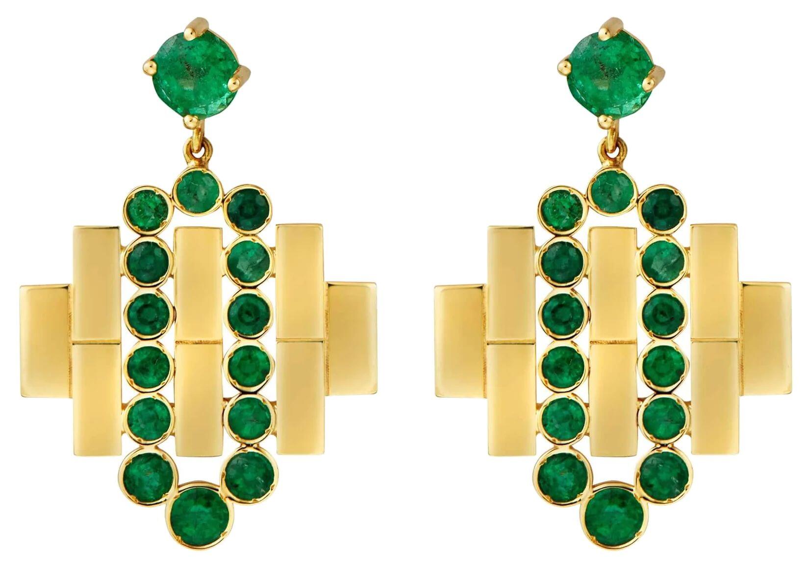 Stream Earrings (Yellow Gold Emerald) | style