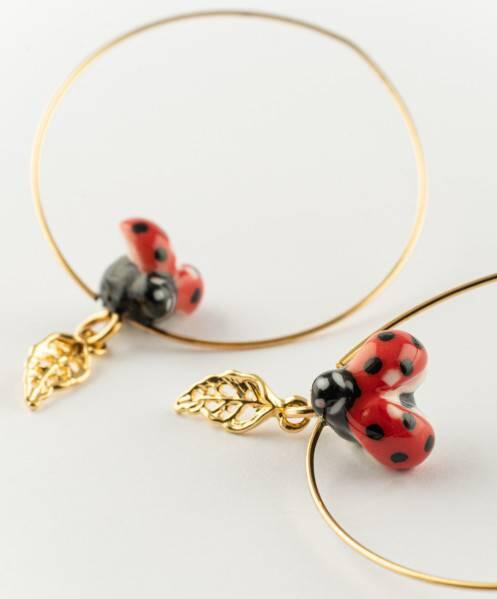 Ladybug Leaf Hoops (Gold) | style