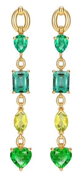 Catena Multi Stone Earrings (Yellow Gold Emerald) | style