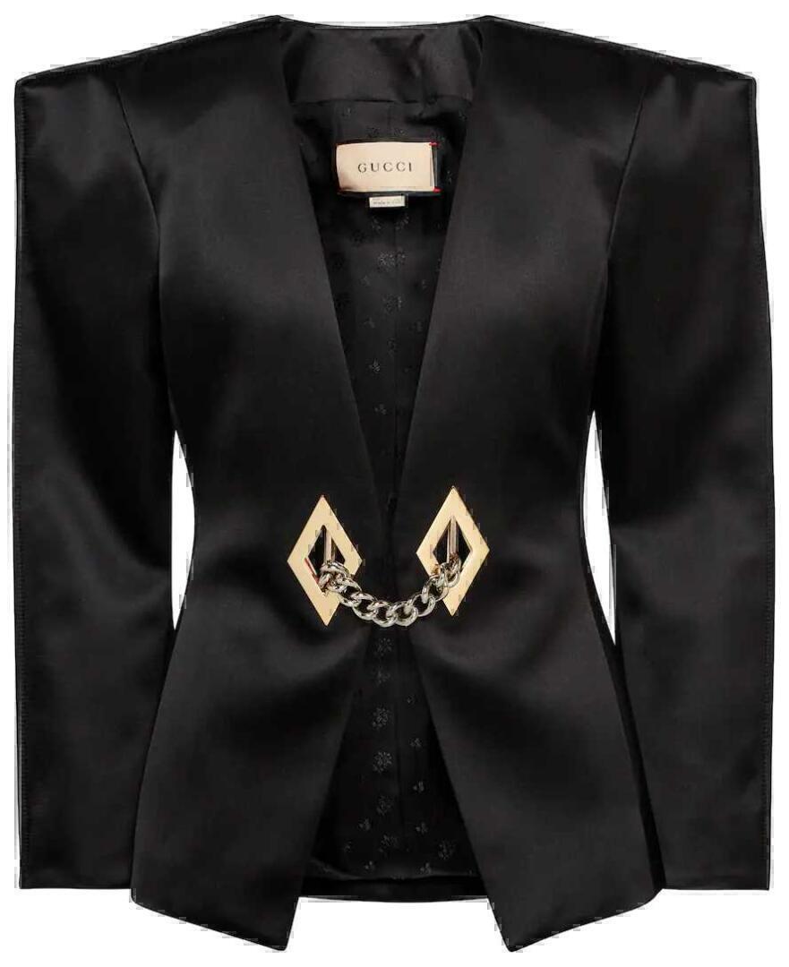 Blazer (Black Satin Gold Chain, Oversized) | style