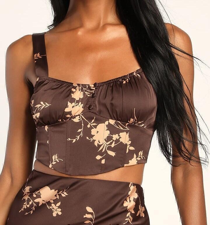 Doubly Darling Corset (Brown Floral Print) | style