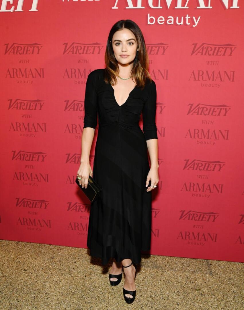 Lucy Hale - Variety & Armani Beauty Makeup Artistry Dinner | Chrishell Stause style