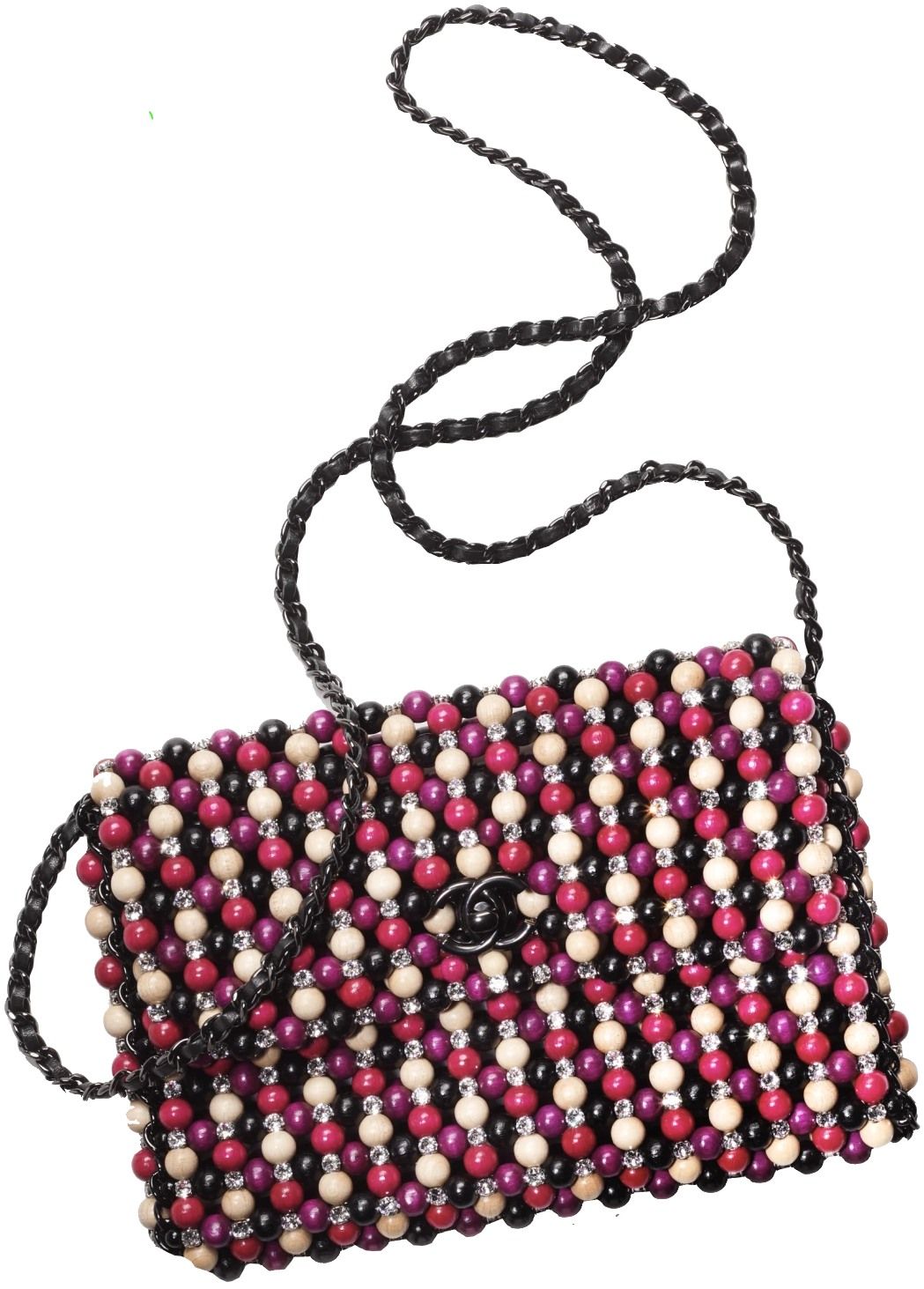 Clutch (Dark Pink Purple Black Beige Wooden Pearls, FW22) | style