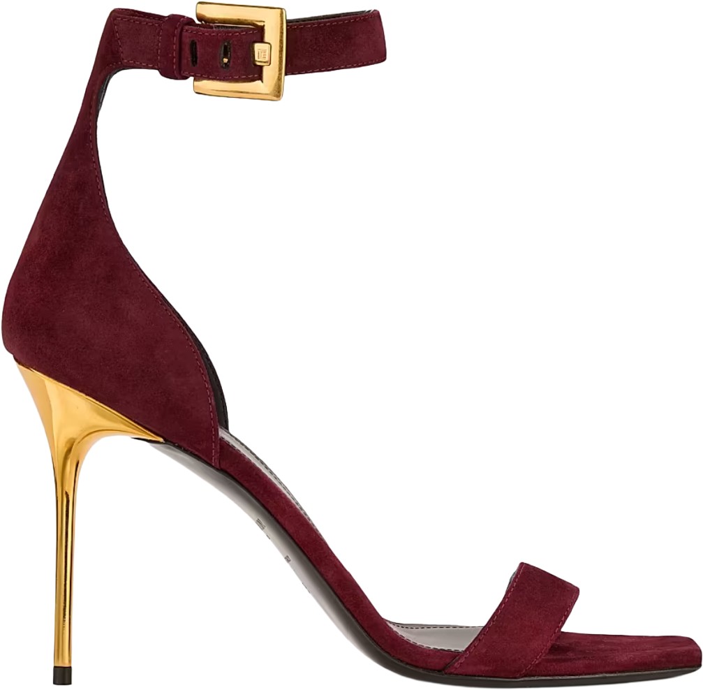 Balmain Uma Burgundy Suede Sandals