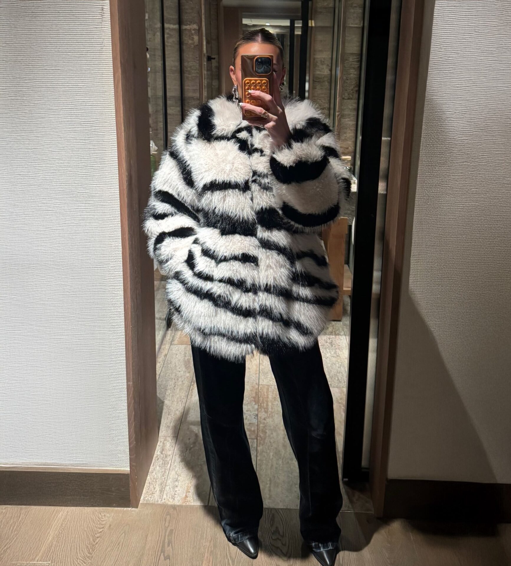 Brittany Aldean Black White Zebra Coat Instagram 20251231