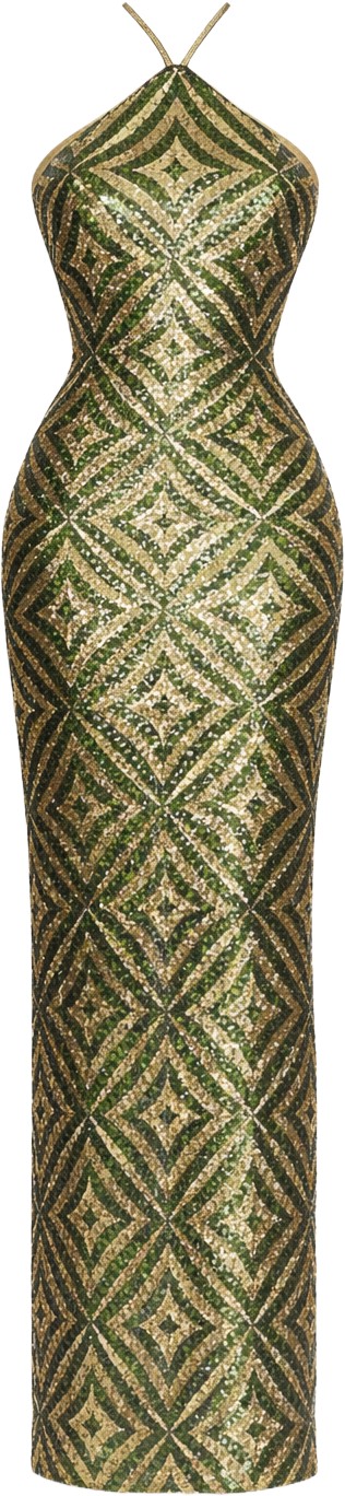 Camila Coelho Green Metallic Textured Isaura Dress