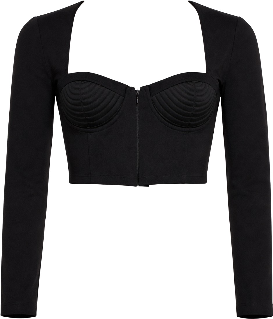 Fleur Du Mal Black Corset Cropped Top