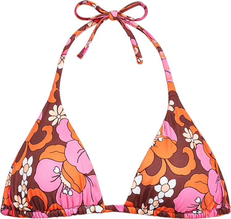 Frankies Bikinis Pink Tropical Print Tia Bikini Top