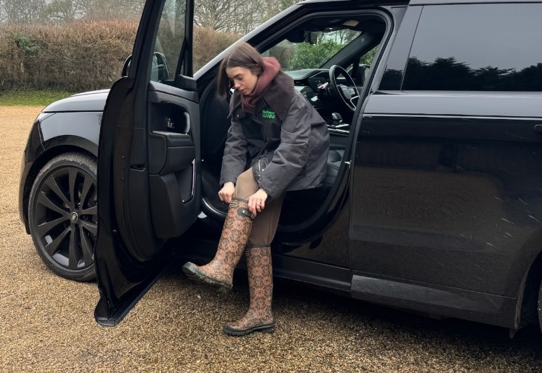 Lily Collins Olive Green Pineapple Print Boots