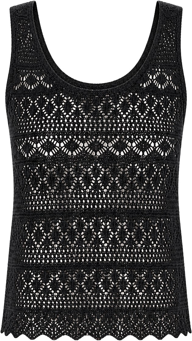 AQUA Black Crochet Klein Tank