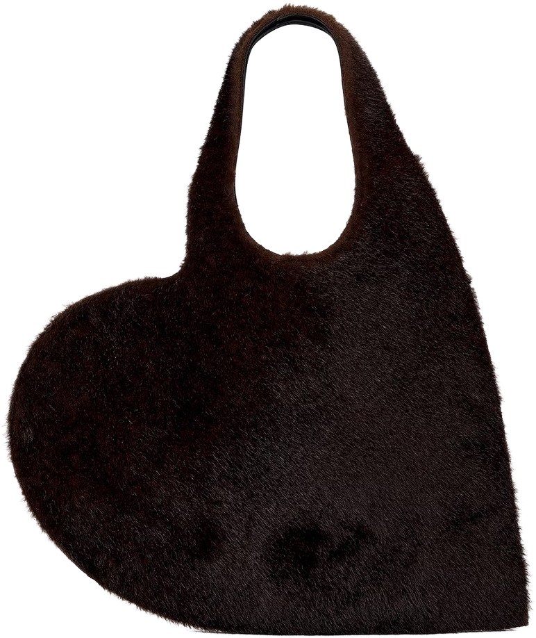 Coperni Dark Brown Faux Fur Heart Bag