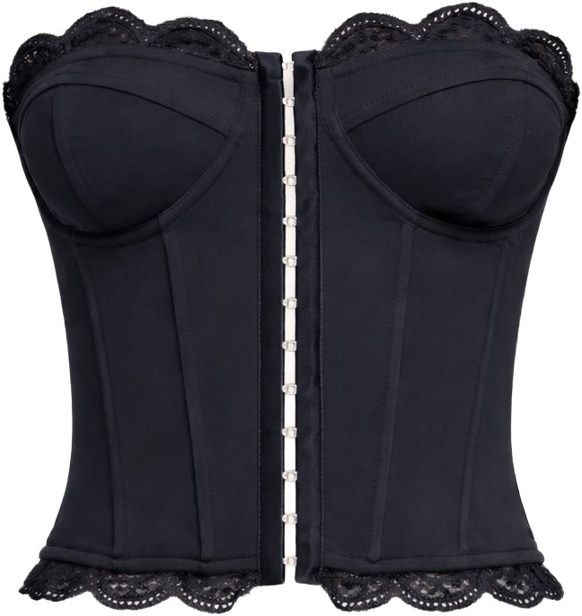 Good American Black Lace Zipper Bustier