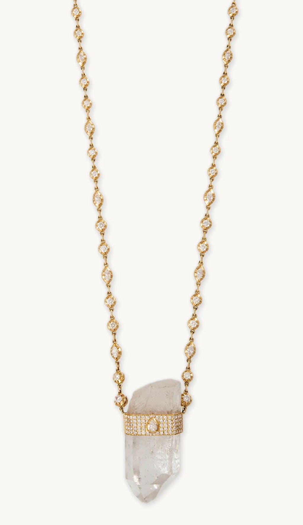 Jacquie Aiche Sophia Clear Quartz Crystal Diamond Necklace