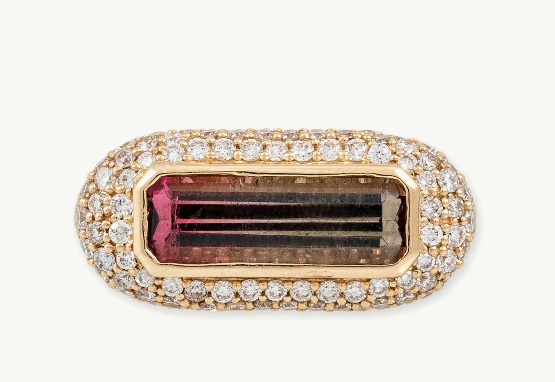 Jacquie Aiche Tourmaline Yellow Gold Watermelon Pave Ring