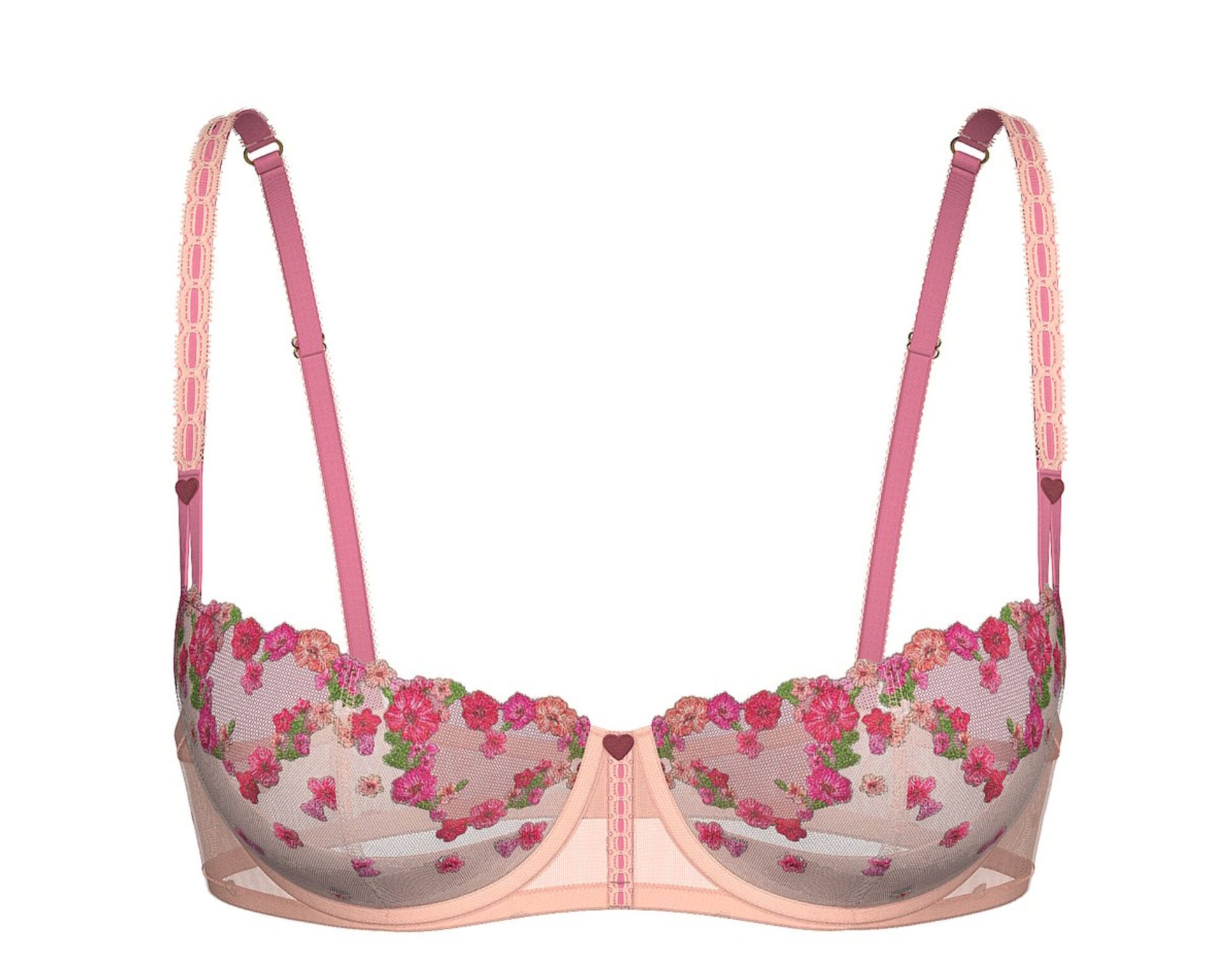 Victorias Secret Dream Angels Pink Hearts Roses Embroidery Bra
