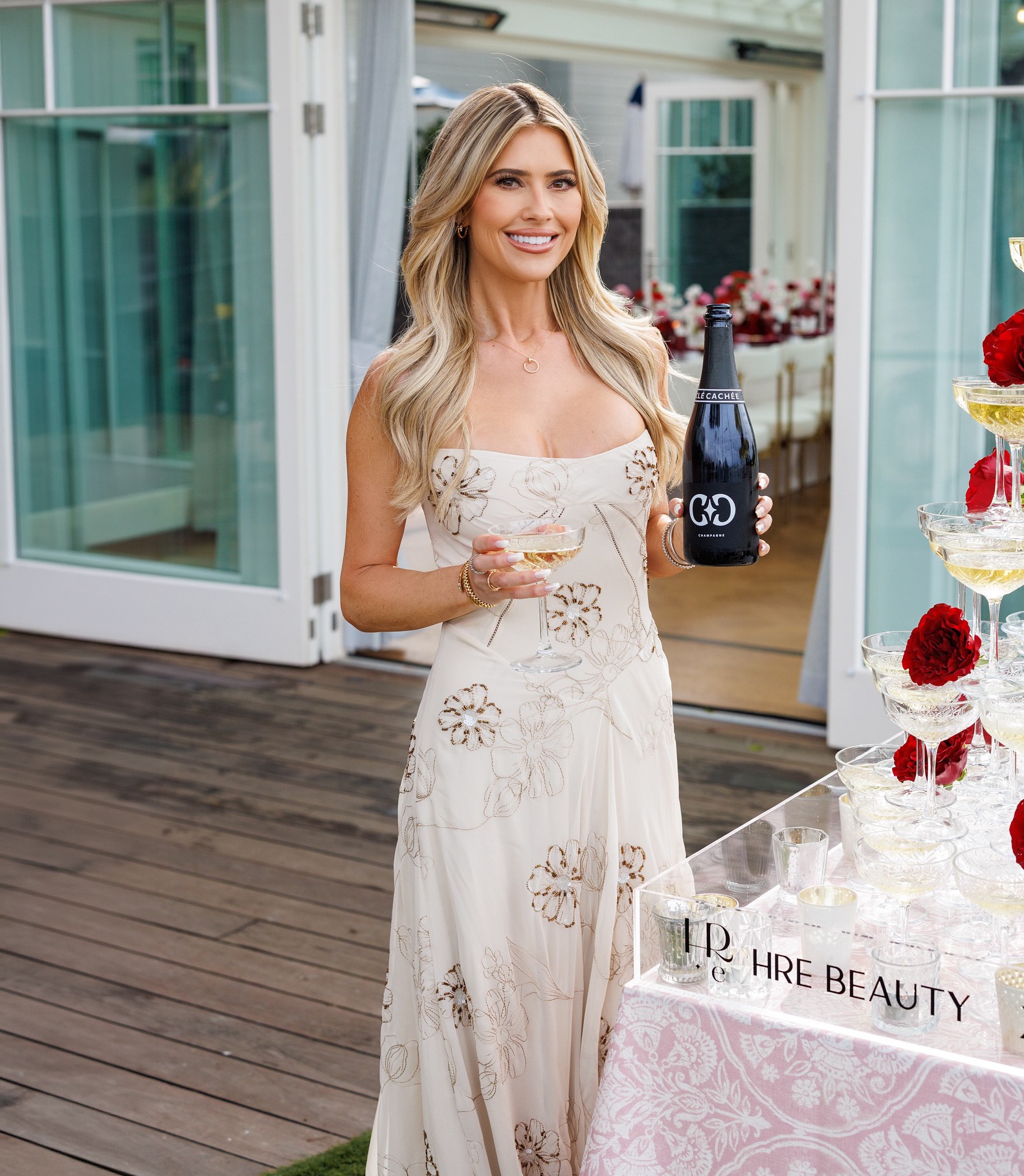 Christina Haack Beige Embellished Dress