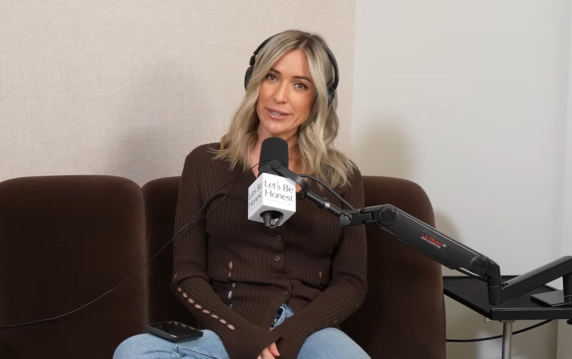 Kristin Cavallari Lets Be Honest Podcast Chocolate Brown Cardigan