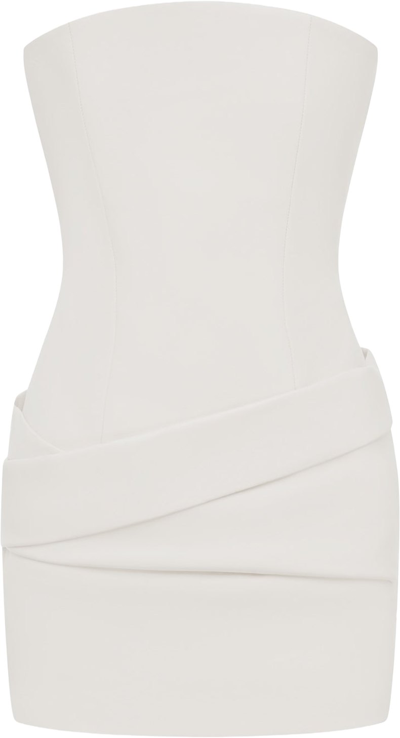 Alex Perry White Leather Strapless Dress