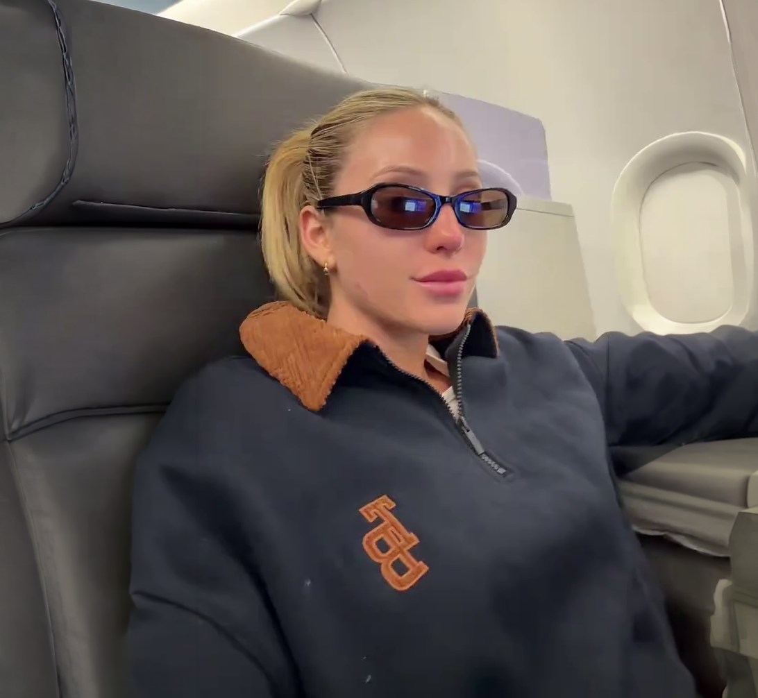 Alix Earle Deep Blue Tan Sweats