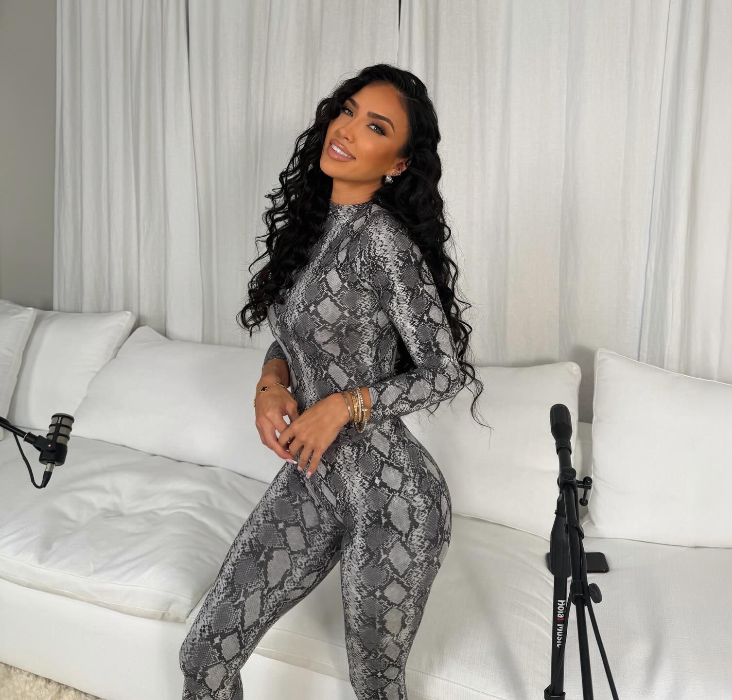 Bre Tiesi Grey Snakeskin Jumpsuit