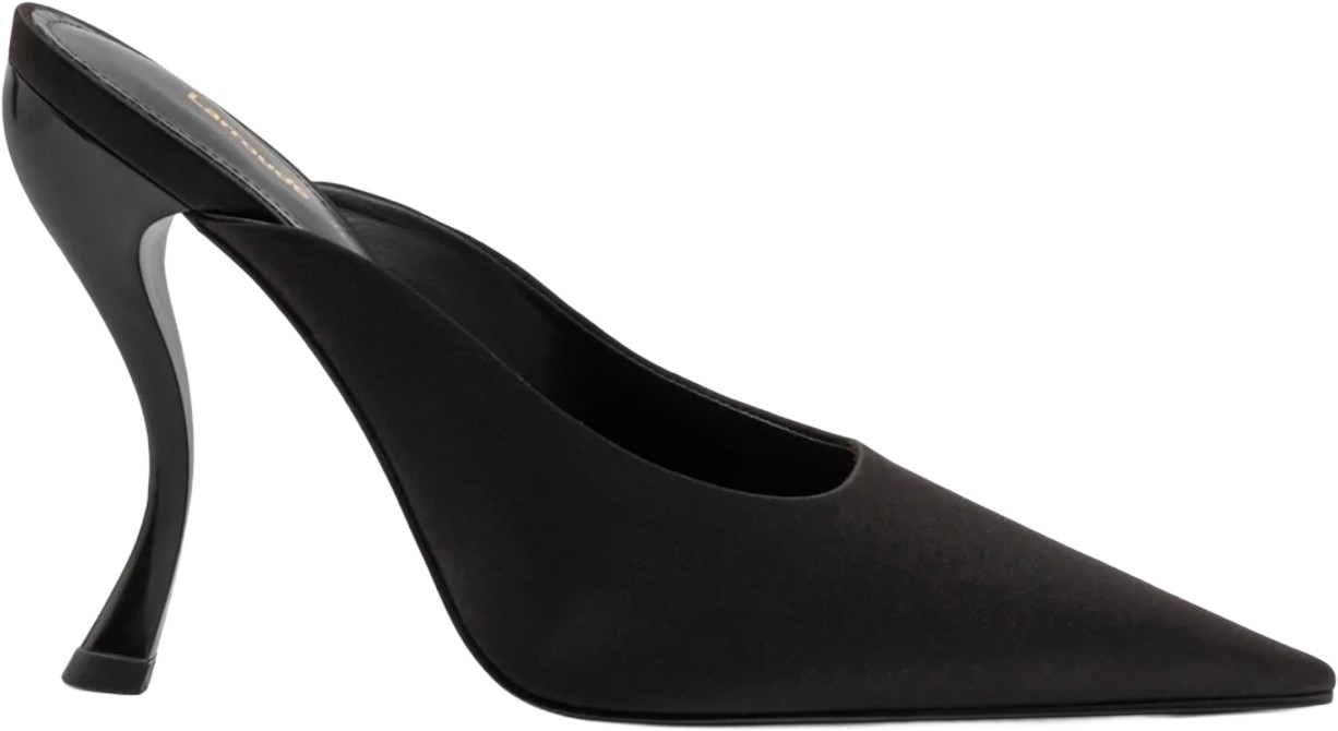 Larroude x Nicolo B Inna Black Satin Mules
