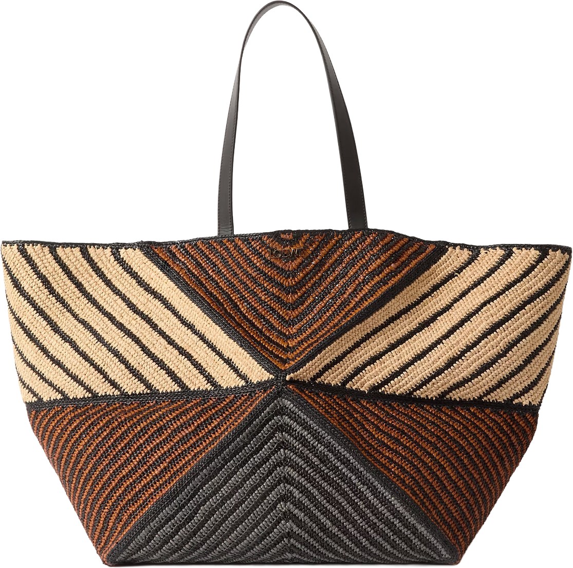 Loewe Puzzle Black Raffia Bag