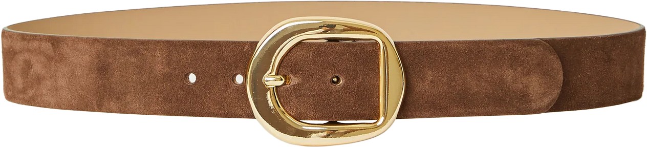 B Low The Belt Greyson Chocolate Suede Gold Belt