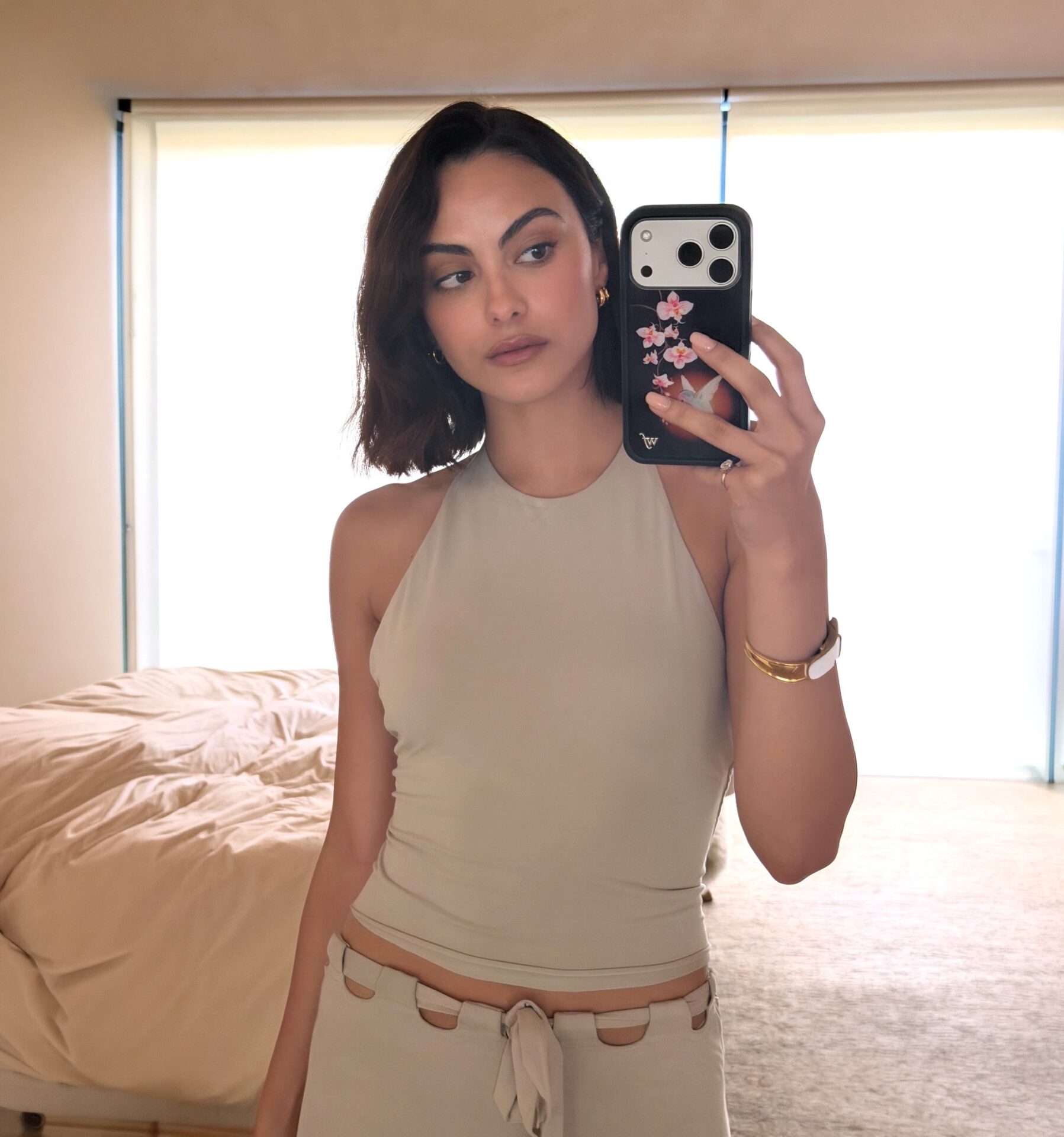 Camila Mendes Sage Halterneck Top + Skirt