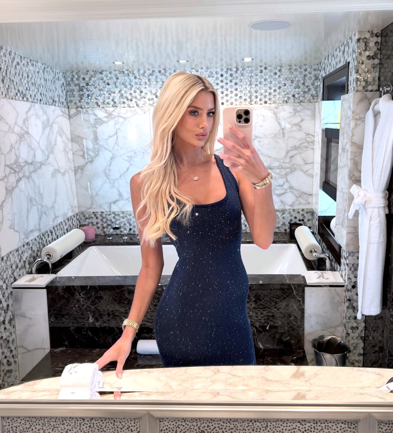 Emma Hernan Navy Sequin Dress