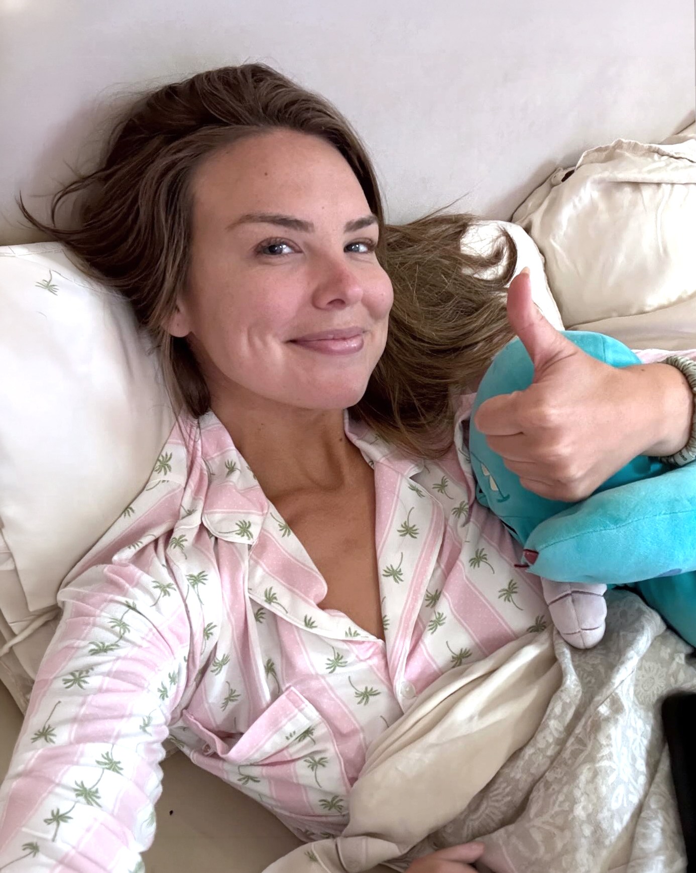 Hannah Brown Pink White Palm Print Pajamas