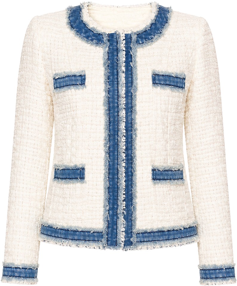 LAgence Ivory Pomona Tweed Denim Agnes Jacket