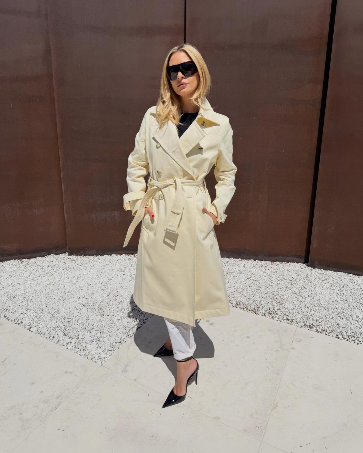 Morgan Stewart Butter Yellow Trench Coat