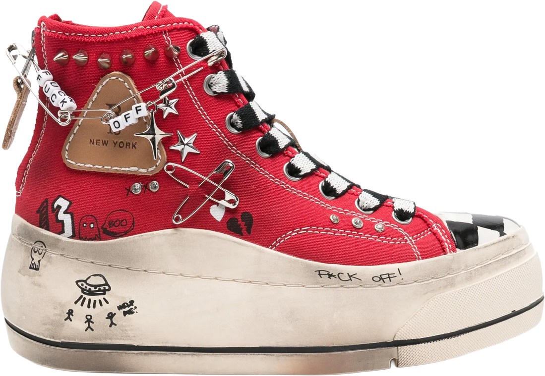 R13 Kurt Red Studs w Graffit Sneakers