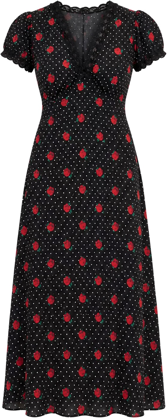 Rixo Rose Spot Black Clarice Dress