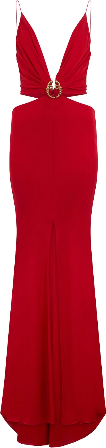 Roberto Cavalli Red Open Back Gown