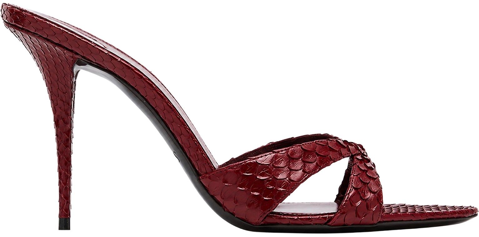 Saint Lauent Burgundy Snake Kirat Mules