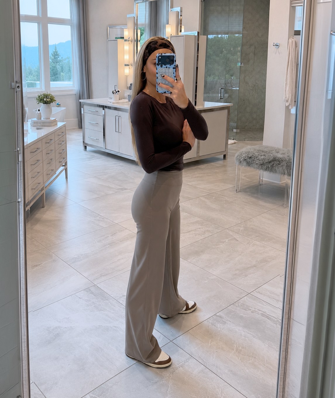 Brittany Aldean Dark Brown Top Light Brown Pants