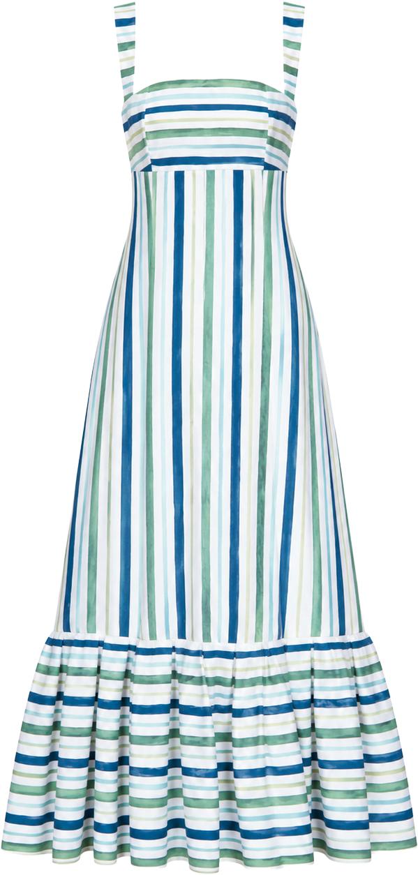 Couper Blue Green Striped Margaret Dress