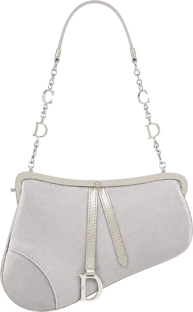 Dior x John Galliano Grey Satin Saddle Bag