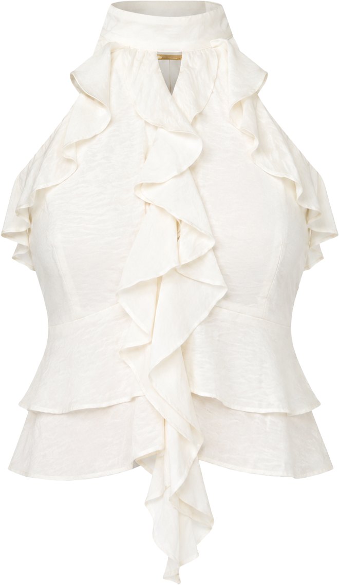 Kittenish White Lily Ruffled Top