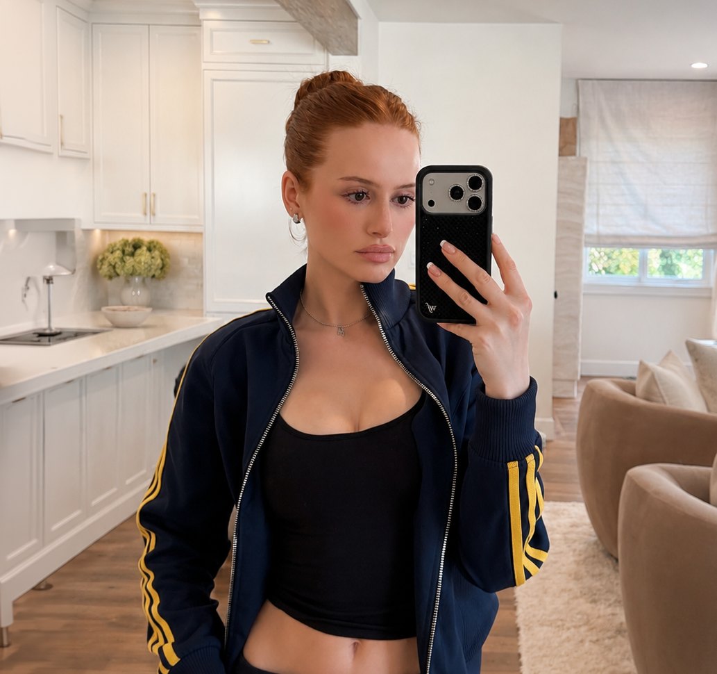 Madelaine Petsch Navy Yellow Adidas Track Jacket