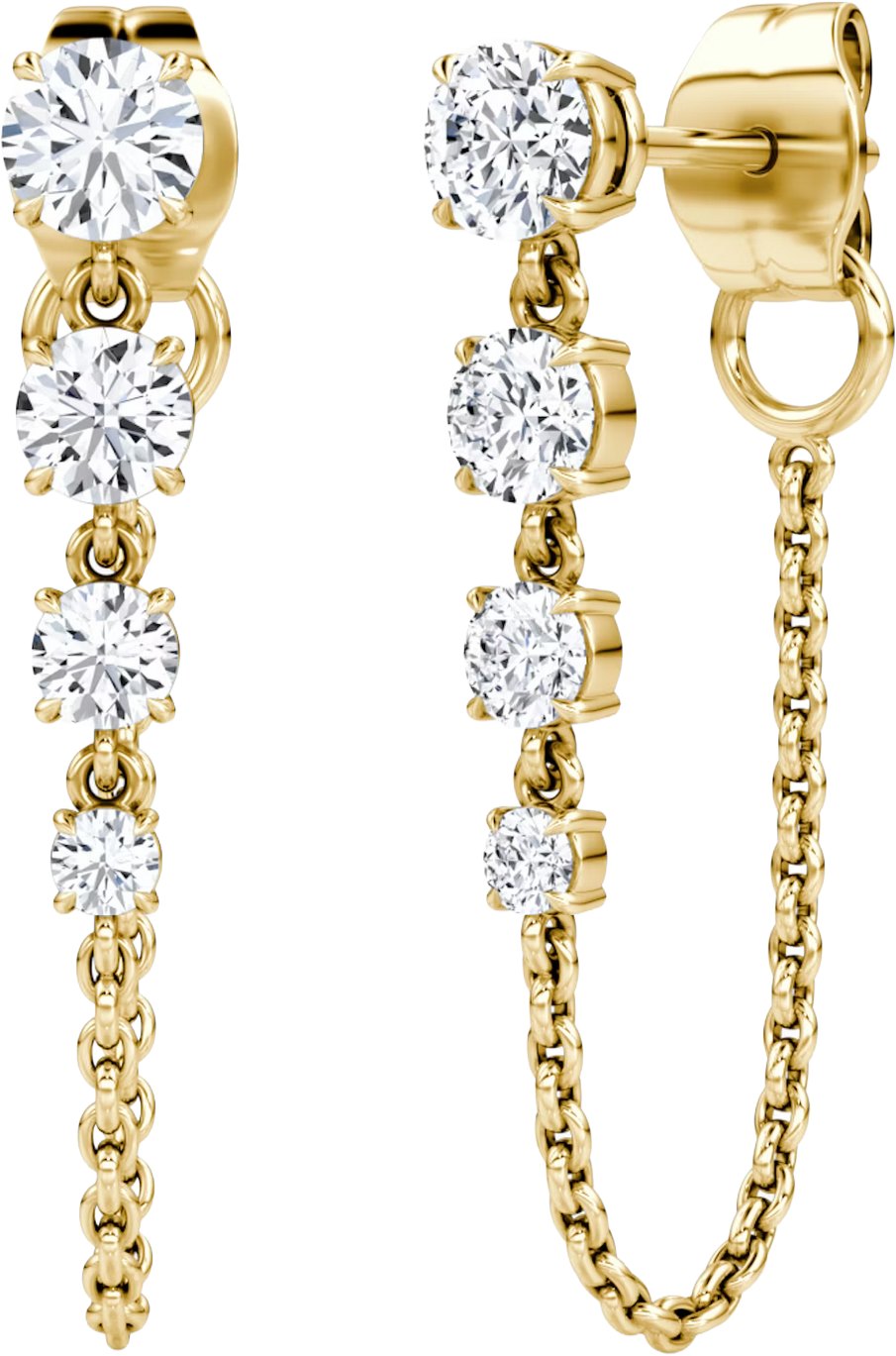 Vrai Yellow Gold Linked Tennis Earrings