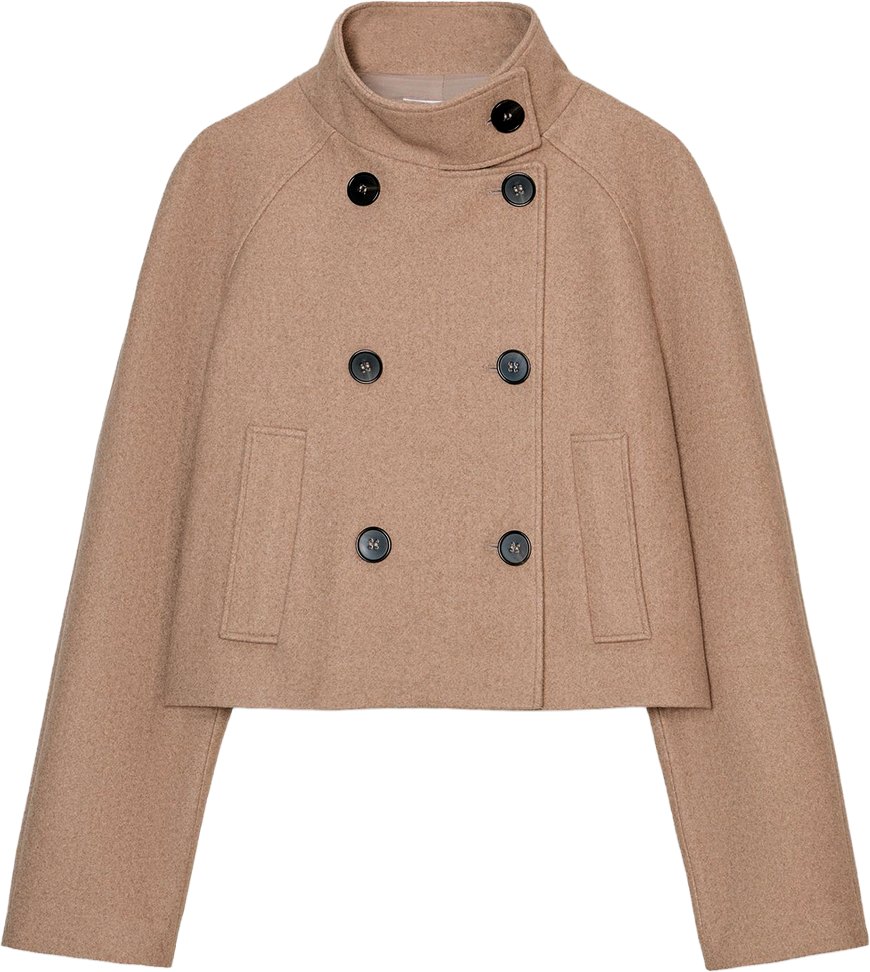Zara Taupe Brown High Collar Jacket